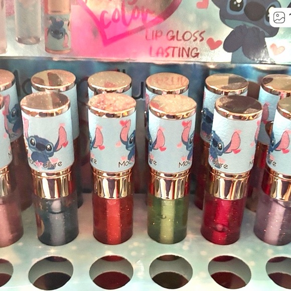 Disney Stitch 4pc Glitter Lip Gloss Set lightly scented high gloss brand new - Picture 8 of 8